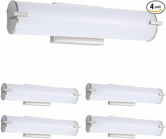 ASD LED 18" Vanity Wall Mount Light Fixture, Linear Bathroom Lighting Bar | 3CCT, Dimmable, Energy Star, ETL Listed | 20W 1500LM 3000-5000K 120V | Long Tube Bath Sconce Over Mirror | Nickel, 4 Pack