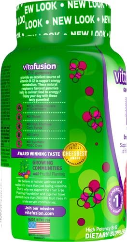 Vitafusion ビタミンB12 グミビタミン エネルギー代謝サポート ラズベリー風味 アメリカNo.1グミビタミンブランド 70日分 140粒入り (2個パック)