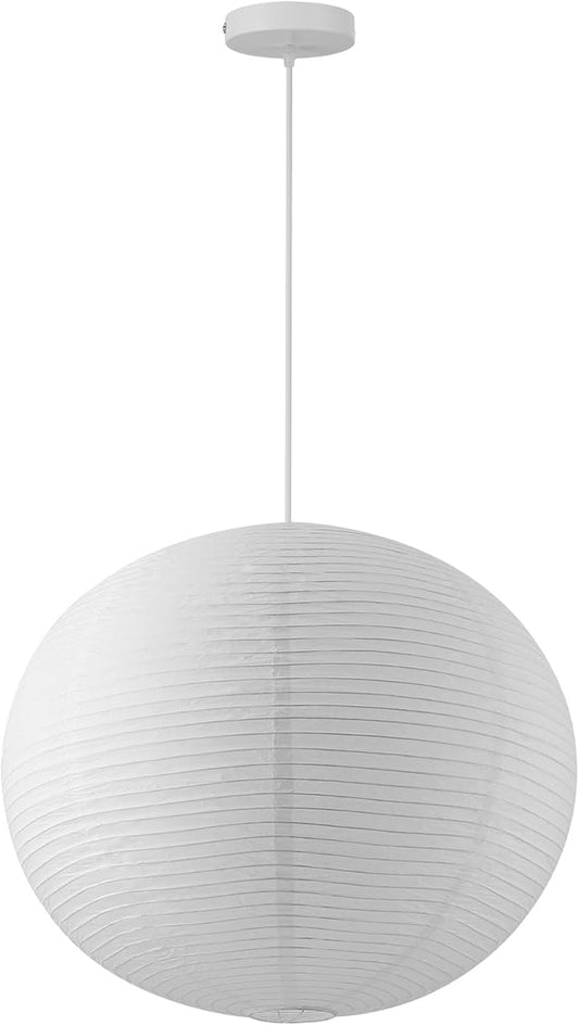 Large Rice Paper Pendant Light Kit, 20in White Globe Paper Lantern Lights, E26 Base, Japanese Hanging Lantern Lamp Japandi Chandelier for Dining Room Bedroom Office Living Room