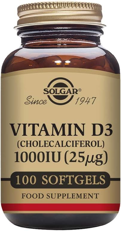 Solgar Vitamin D3 (Cholecalciferol) 25 mcg (1000 IU), 100 Softgels - Helps Maintain Healthy Bones & Teeth - Immune System Support - Non-GMO, Gluten-Free, Dairy Free - 100 Servings