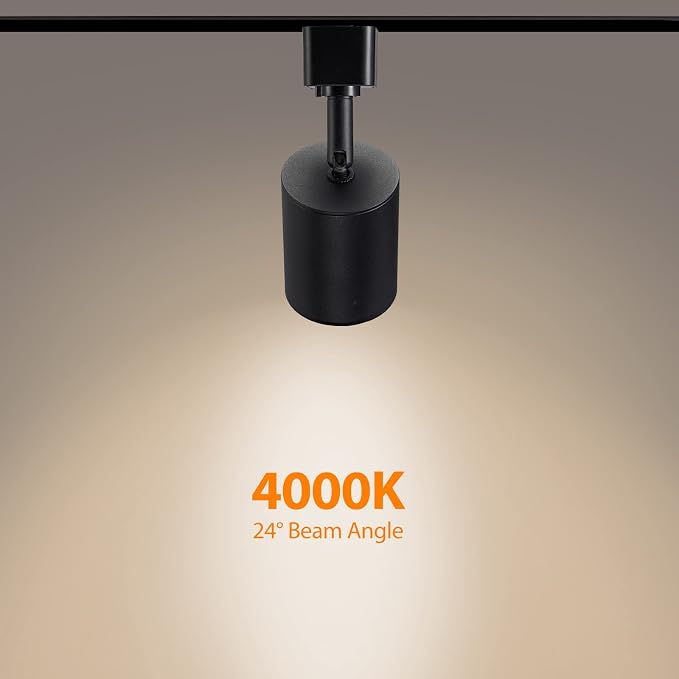 VANoopee 10W Dimmable LED Track Lighting Heads H Type Track Light Replacement Fixtures Bright 4000K Neutral White Ceiling Spotlight for Accent Task Art, Flicker Free CRI90+ 24° 800lm Black, Pack of 4