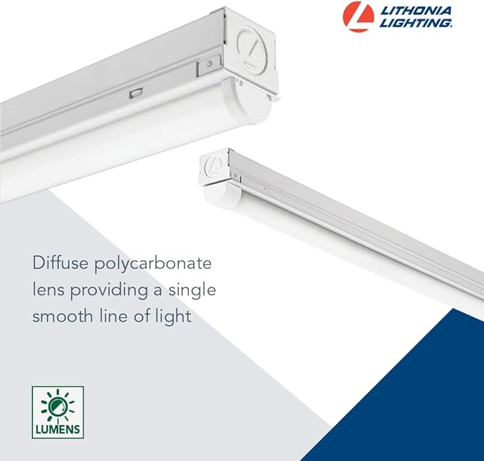 Lithonia Lighting 1 Light LED Strip Light, 2 Foot LED Ceiling Lighting Fixture, 1250 Lumens, 4000K, 80CRI, 11W, Kitchen and Garage Use (MNSL L23 1LL MVOLT 40K 80CRI M6)