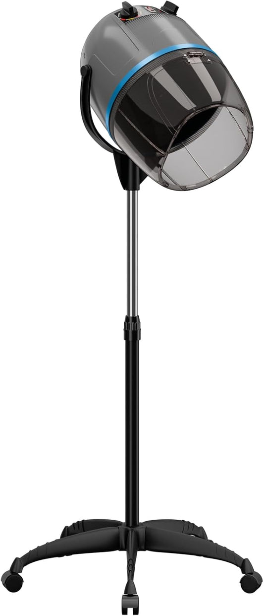 Nova Microdermabrasion Professional Hooded Floor Hair Dryer Adjustable Bonnet Hair Dryer Stand Up with Timer and Rolling Wheels for Beauty Spa Home Salon Equipment (Grey)