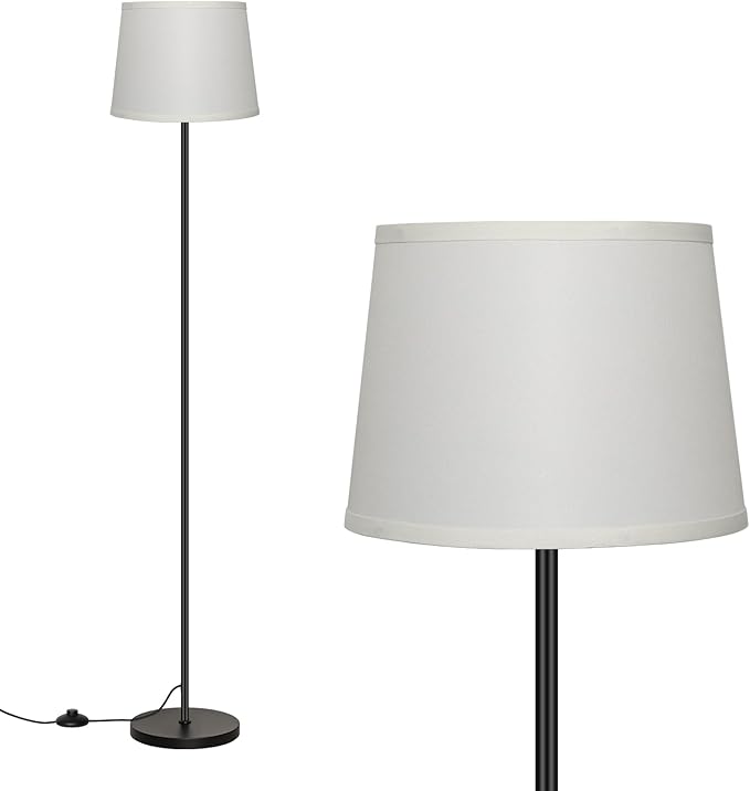 Ascher Modern Floor Lamp, 63" Standing Lamp with Foot Switch, Cream Lampshade, Cozy Decor Floor Lamps for Living Room, Bedroom, Home Office, E26 Base (Bulb Not Included)