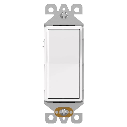 AIDA 1 Pack Single Pole Rocker Decora Light Switch, 15 Amp Self-grounding Electrical Light Switches, Residential Grade, UL Listed, Matte White