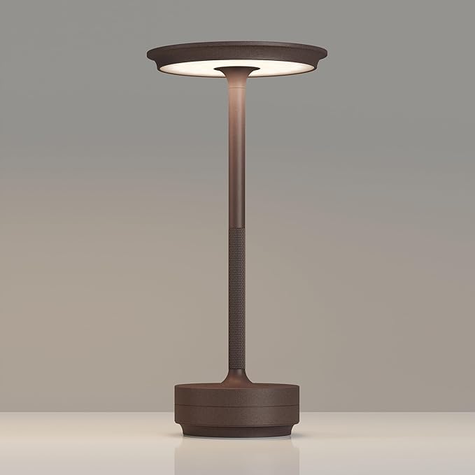 TBBGA 1 Pack Rechargeable Table Lamps Cordless, Portable 5000mAh Outdoor Table Light, 3 Color Stepless Dimming LED Table Lamp with Memory Function, for Home/Dinner/Patio/Restaurant.(Rust)