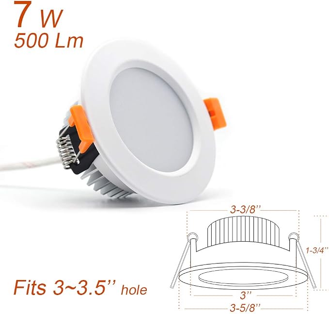 3 inch Dimmable LED Recessed Lighting, 7W Retrofit Downlight, 4000K Natural White, CRI 80 with LED Driver, as AC 110V Ceiling Light Fixture for Living Room, Kitchen, Bedroom, Hallway, 10 Pack
