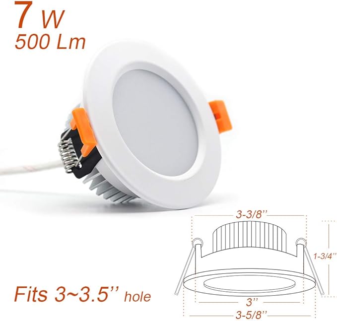 3 inch Dimmable LED Recessed Lighting, 7W Retrofit Downlight, 4000K Natural White, CRI 80 with LED Driver, as AC 110V Ceiling Light Fixture for Living Room, Kitchen, Bedroom, Hallway, 4 Pack