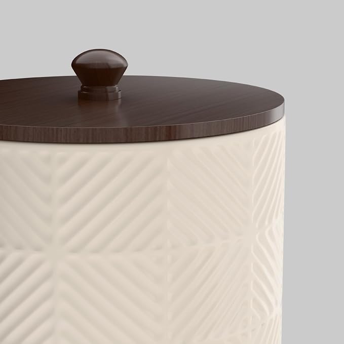 Ceramic Canisters Sets for the Kitchen - Kitchen Canisters for Countertop with Airtight Bamboo Lids - Ceramic Canister Set of 3 for Flour, Sugar, Tea or Spice - Airtight Coffee Canister