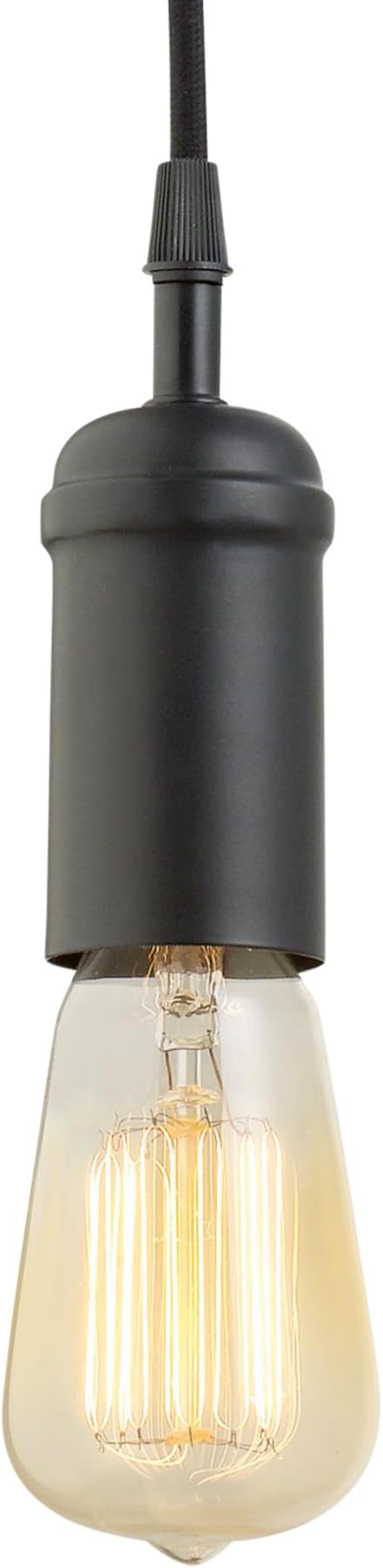 Globe Electric 64906 1-Light Pendant, Matte Black, Black Woven Fabric Cord, E26 Base Socket, Kitchen Island, Café, Decorative, Ceiling Hanging Light Fixture, Modern, Vintage, Bulb Not Included