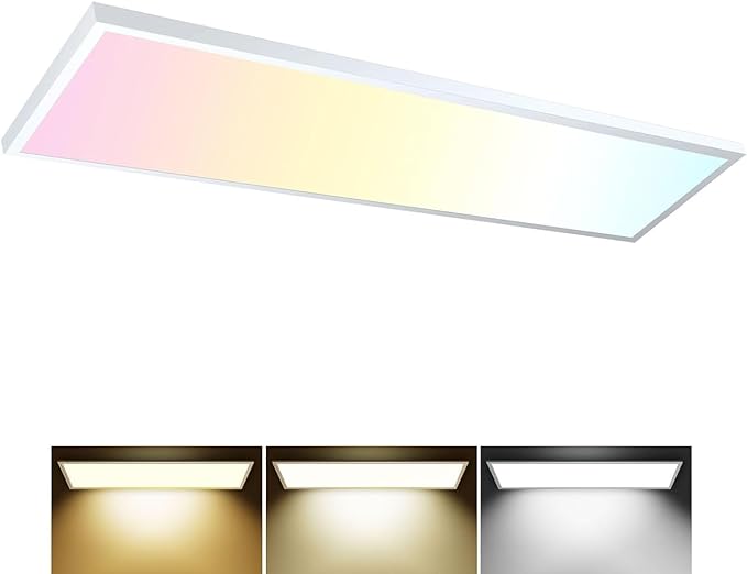 AIKVSXER 1PACK 1x4 LED Flat Panel Light Surface Mount LED Ceiling Light, 5500LM 50W TRIAC 10-100% Dimmable, 3000/4000/5000k Selectable 4FT Kitchen Ceiling Light Fixtures for Garage/Laundry White