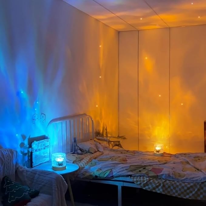 Vcwtty Northern Lights Projector, 16 Colors Ocean Wave Light Projector, Water Ripple Ambient Night Light with Remote, Touch Control Aurora Projector for Bedroom,Room Decor,Kids Room
