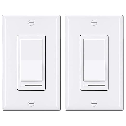 BESTTEN 2 Pack Dimmer Light Switch, Universal Lighting Control, Single Pole or 3 Way, Compatible with LED Dimmable Lamp, CFL, Incandescent, Halogen Bulb, Decorator Wallplate Included, UL Listed, White