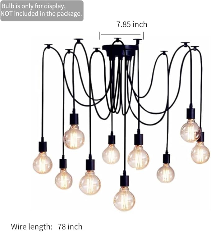 Spider Light Chandelier Spider Pendant Light Fixture Edison Chandelier 10 arms Vintage Industrial Steampunk Hanging Ceiling Multi DIY