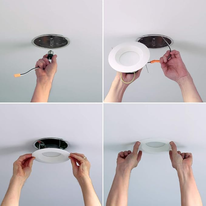 Halo LT 5 in / 6 in White Integrated LED Recessed Ceiling Light Retrofit Trim 6-Pack 3000K Soft White 600 Lumens Wet Location Listed Energy Star Certified Air-Tite