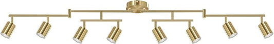 AUQUEE 8 Light Track Lighting Fixtures Ceiling, Gold Kichen Track Lighting Fixtures, Rotatable Light Heads, Adjustable Modern LED Track Lights for Kitchen/Hallway, No GU10 Bulb