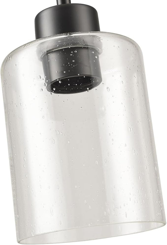Black Pendant Light Fixture for Kitchen Island (seeded Glass Shade)