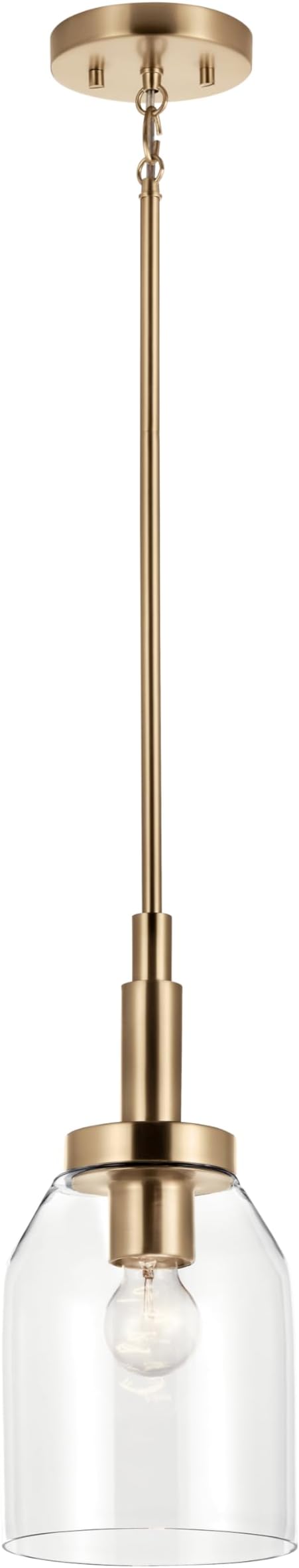Kichler Madden 1-Light Mini Pendant Light Fixture with Clear Glass Shade in Champagne Bronze, Sloped Ceiling Compatible for Kitchen Island Hanging Lighting (15" x 7 "), 52725CPZ