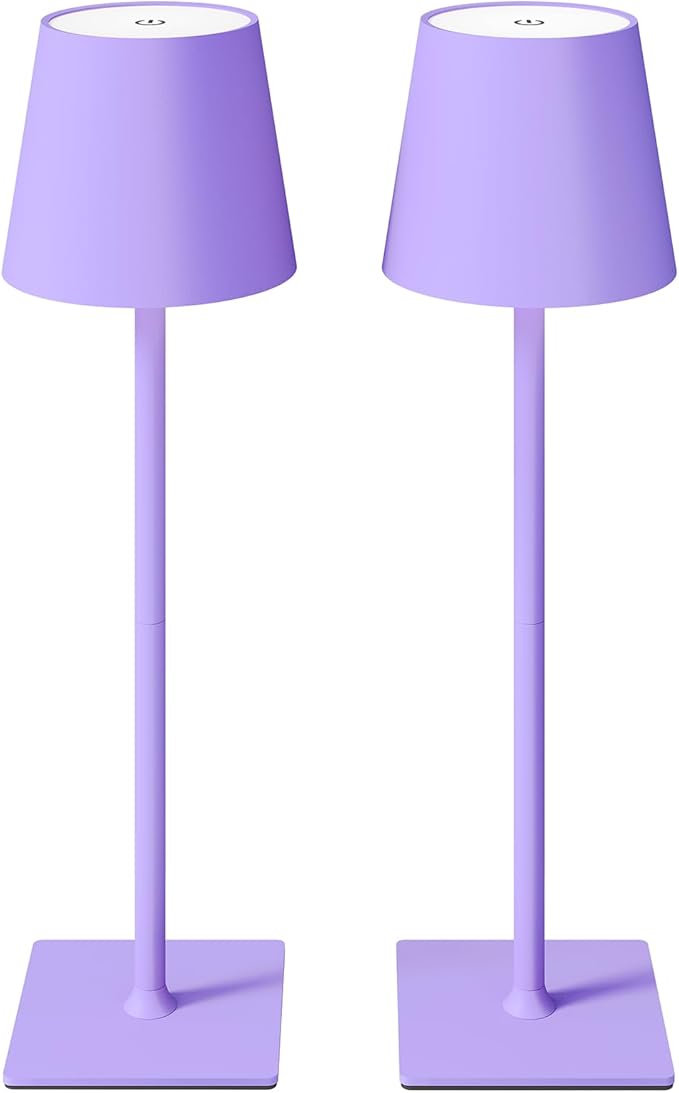CHLORANTHUS 2 Pack Cordless Table Lamps, 3 Colors Stepless Dimming, 5000mAh Rechargeable Battery LED Desk Lamp for Bedroom/Couple Dinner/Desk/Cafe/Dining Room/Terrace