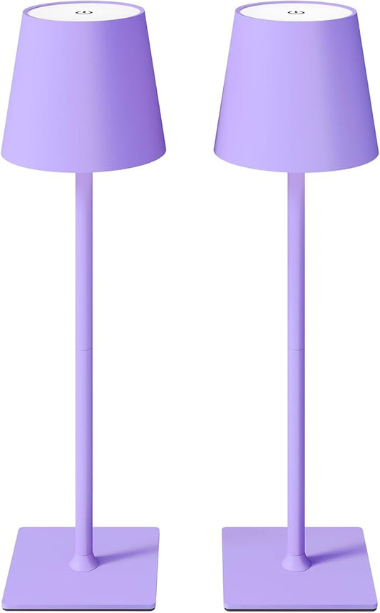 CHLORANTHUS 2 Pack Cordless Table Lamps, 3 Colors Stepless Dimming, 5000mAh Rechargeable Battery LED Desk Lamp for Bedroom/Couple Dinner/Desk/Cafe/Dining Room/Terrace