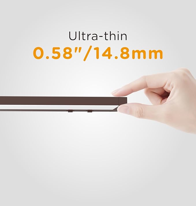 16 Inch Under Cabinet Lighting Plug in, 9W 120V 3 Color 3000K/4000K/5000K, 3 Brightness, Super Bright, Ultra Thin Under Counter Lights for Kitchen, Linkable LED Cabinet Light,Bronze