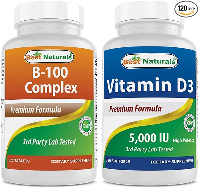 Best Naturals B-100 Complex & Vitamin D3 5000 IU