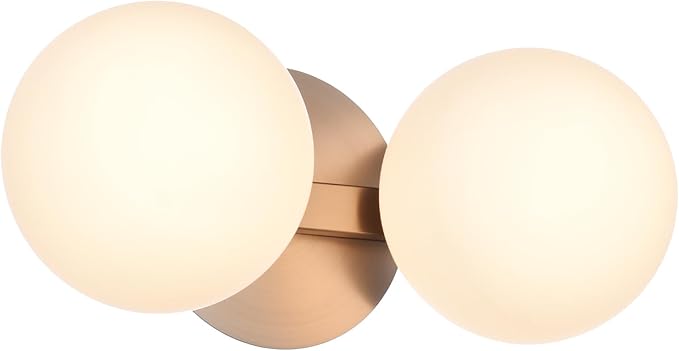 Bathroom Vanity Light Fixtures, Modern 2 Lights Globe Wall Sconce Lighting Brushed Nickel, Porch Wall Mount Light Fixture for Bathroom, Mirror Cabinets Hallway Stairs (Brushed Nickel, 2-Light)