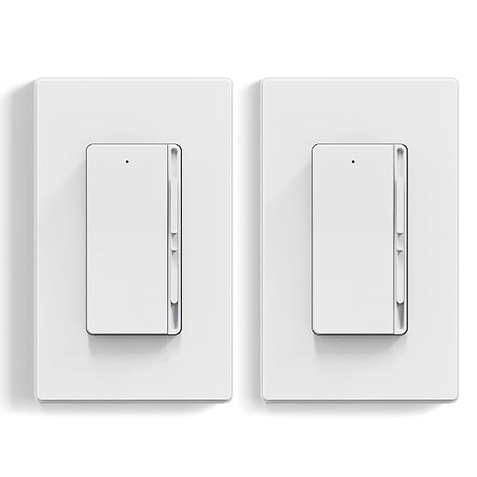 ELEGRP Digital Slide Dimmer Light Switch, Dimmer Switch with Decorative Frameless Design Wallplate for LED/CFL, Incandescent,Halogen Bulbs, Single Pole/3-Way, UL Listed, 2 Pack, Matte White