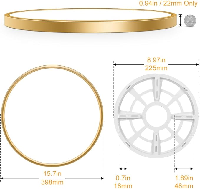 15.7 Inch Gold Flush Mount Ceiling Light Fixture, 5000K Daylight White, 32W 3800LM Bright LED Ceiling Light, Flat Round Light Fixtures Flush Mount for Bedrooms Living Rooms