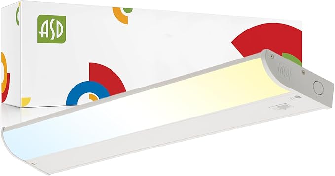 ASD LED Under Cabinet Lighting, 24 inch 12W 822 LM, Dimmable Hardwired Under Cabinet Lights for Kitchen, 3000K Soft/4000K Cool/5000K Daylight, Under Counter Light Fixtures, ETL, White, Bullnose Design
