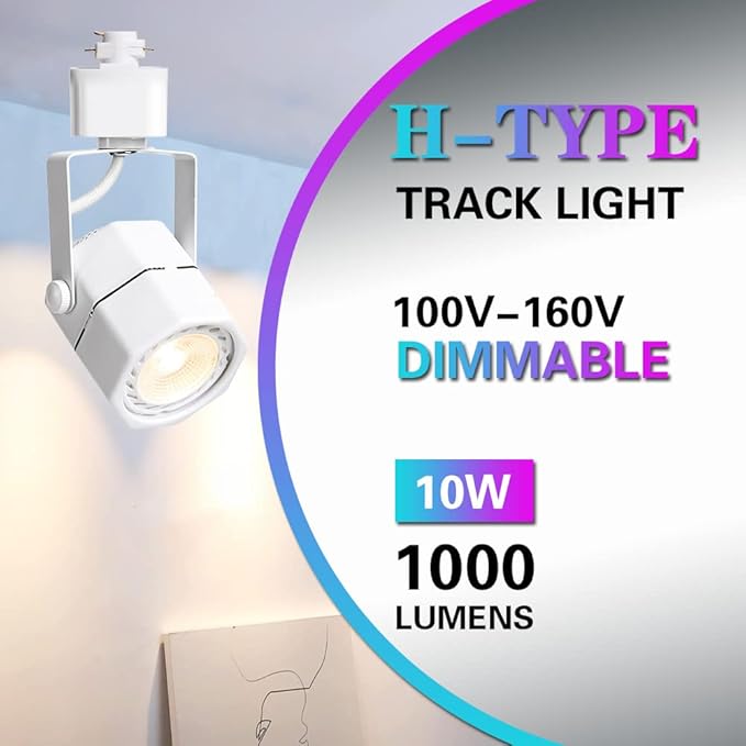 White Track Lighting Heads,10W LED Halo Type Track Light Rail Dimmable Ceiling Track Spotlight for Accent Task Wall Art Accent Lighting 24° (3000K Warm White 6 Pack) (White 8W)