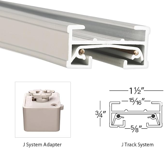 WAC Lighting JT2-WT 120V 2 Feet J Track with Mounting Hardware and Two End Caps, Single Circuit, White