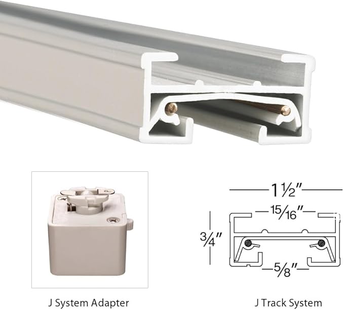 WAC Lighting J Track 8FT Single Circuit Field Cuttable 120V Track for J Style 2-Wire Track Fixtures with 2 Endcaps in White