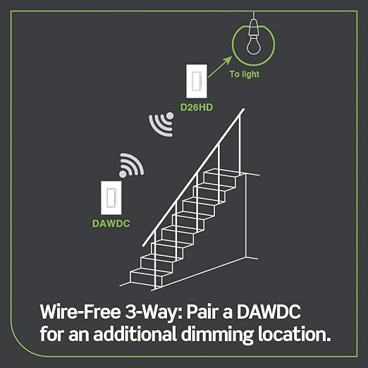 Leviton Decora Smart Dimmer Anywhere Companion, Add Wire-Free 3-Way/4-Way/5-Way On/Off/Dim/Bright Control to Decora Smart Wi-Fi Dimmers, DAWDC-1RW, White