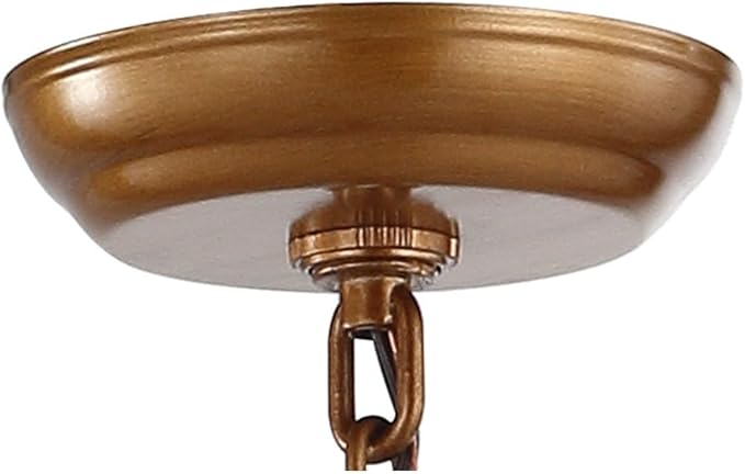 JONATHAN Y 16" Antique Gold Lantern Pendant Light, 4-Light Pagoda Style Metal Cage Farmhouse Hanging Ceiling Fixture for Kitchen Island, LED Bulb Included (JYL7437B)