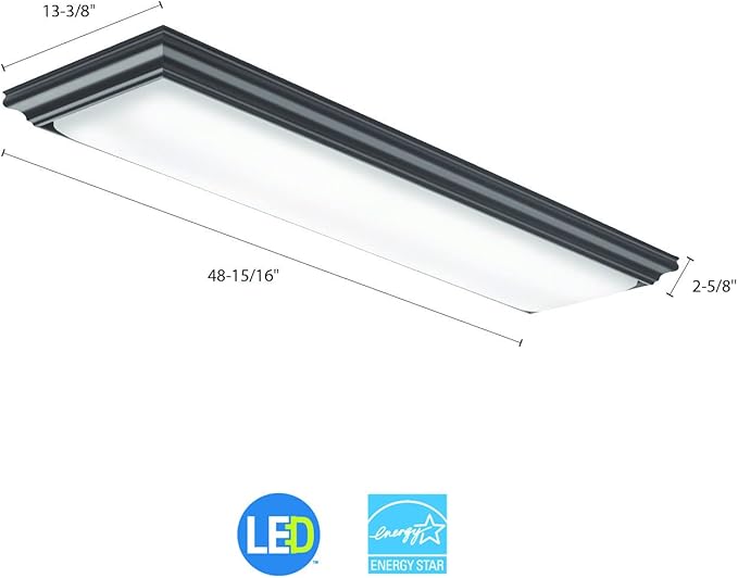 Lithonia Lighting Vanderlyn 4 Foot LED Kitchen Light Fixture, Linear Flush Mount Ceiling Light Fixture, 4000K Cool White, 3700 Lumens, 120 Volts, 35 Watts, Damp Listed, Bronze (FMFL 30840 VANL BZ)