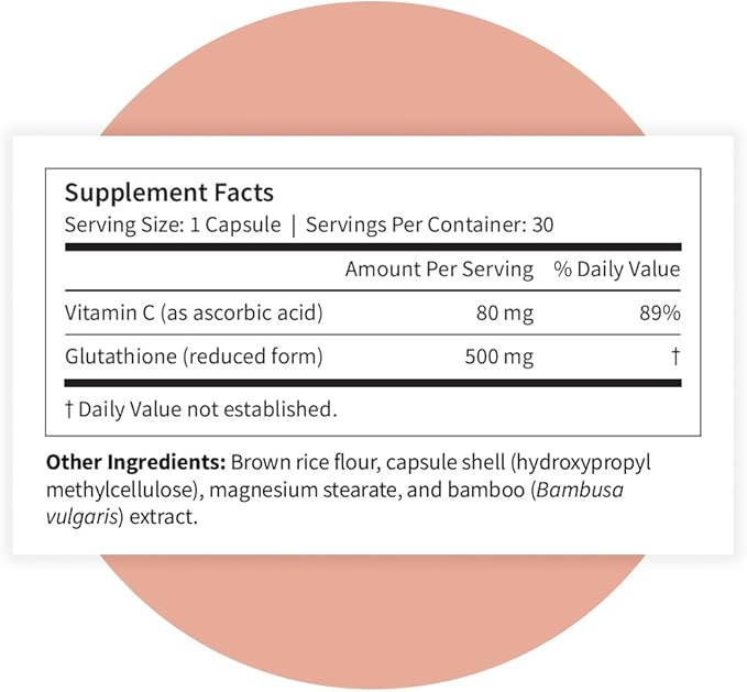 Pattern Wellness Glutathione Supplement - Active Reduced Glutathione Formula with Added Vitamin C - Cell, Antioxidant, + Immune Health Support - 30 Vegan Capsules
