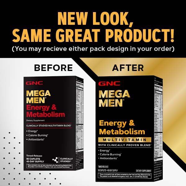 GNC Mega Men Énergie et Métabolisme Multivitamine | Antioxydants et Combustion Accrue de Calories | 90 Comprimés