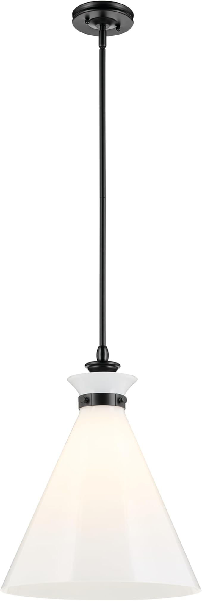 Kichler Laria 1-Light Pendant Light Fixture with Opal Glass, Kitchen Island Hanging Light in Black, Updated Traditional Style for Kitchen Island (19.75" x 16"), 52775BK