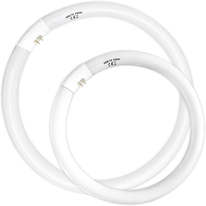 Celiwace FC16T9 40 Watt and FC12T9 32W Set 6500K, 16 inch T9 40W Circline Light Bulbs, 12 inch 32W Circular Fluorescent Round Bulb CRI 80, DL 4700 Lumen G10q