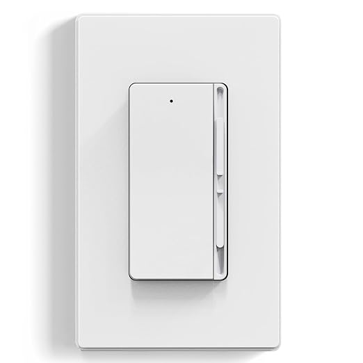 ELEGRP Digital Slide Dimmer Light Switch, Dimmer Switch with Decorative Frameless Design Wallplate for LED/CFL, Incandescent,Halogen Bulbs, Single Pole/3-Way, UL Listed, 1 Pack, Matte White