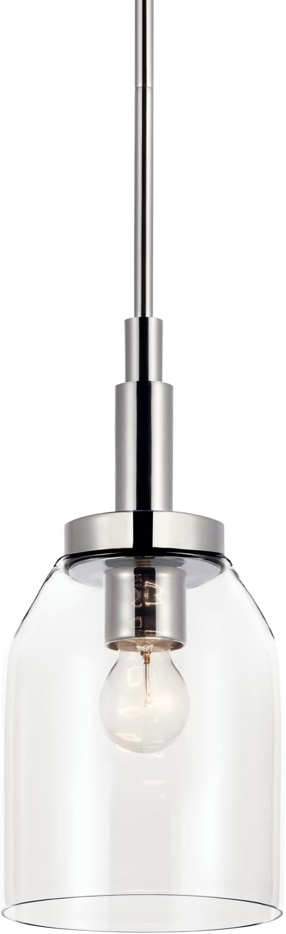 Kichler Madden 1-Light Mini Pendant Light Fixture with Clear Glass in Chrome, Kitchen Island Hanging Light Ceiling Mount for Bathroom or Kitchen (7" x 15"), 52725CH