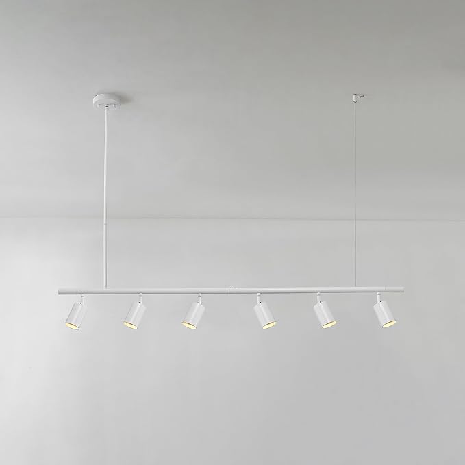 Globe Electric 64000124 55" 6-Light Adjustable Height Track Lighting, Matte White, Pivoting Heads, Modern Ceiling Light for Kitchen, Hallway or Dining Room, Dimmer Switch Compatible