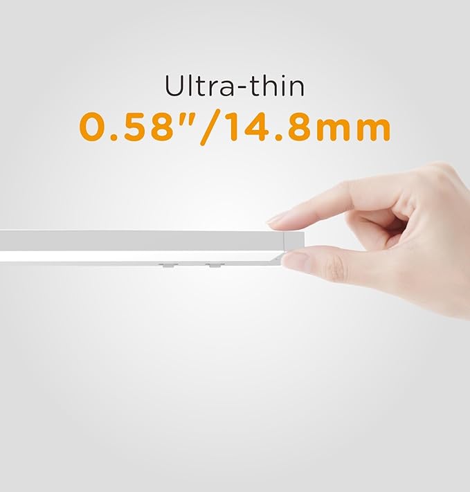 16 Inch Under Cabinet Lighting Plug in, 9W 120V 3 Color 3000K/4000K/5000K, 3 Brightness, Super Bright, Ultra Thin Under Counter Lights for Kitchen, Linkable LED Cabinet Light, White 4Pack