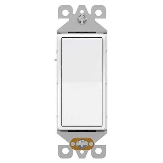AIDA 1 Pack 3 Way Rocker Decora Light Switch, 15 Amp Self-grounding Electrical Light Switches, Residential Grade, UL Listed, Glossy White