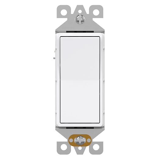 AIDA 1 Pack Single Pole Rocker Decora Light Switch, 15 Amp Self-grounding Electrical Light Switches, Residential Grade, UL Listed, Glossy White