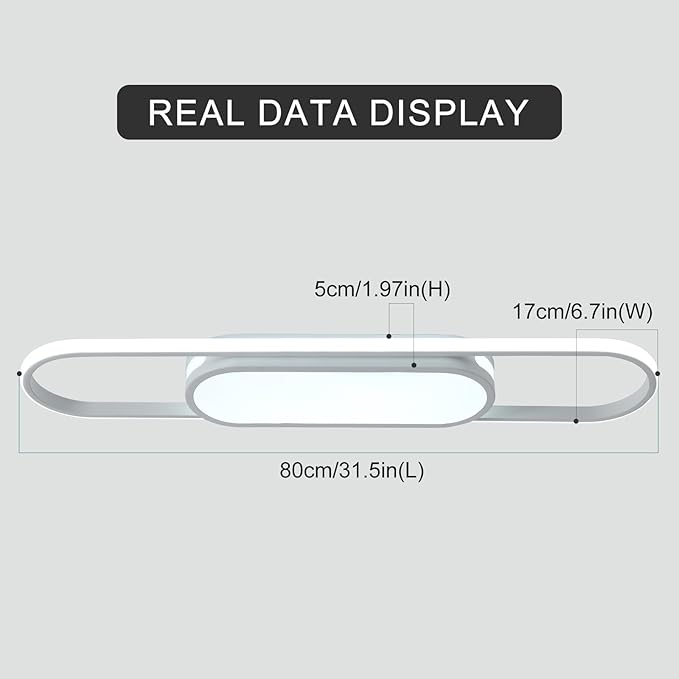 Qcyuui Modern LED Ceiling Light,Dimmable Linear Ceiling Lamp,31.5in Kitchen Lighting Fixtures Ceiling for Bedroom Hallway Dining Room (45W/3000-6500K/White)