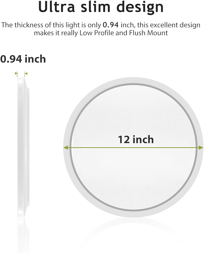 hepside 4PACK Flush Mount LED Ceiling Light Fixture White, 12Inch 28Watt, Dimmable & 3000K-4500K-6000K Ceiling Lamp 3200LM Low Profile Ceiling Light for Kitchen Bedroom Hallway Porch