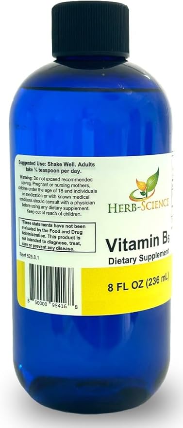 Liquid Vitamin B6 Drops 8 Fl Oz – Large Bottle High Absorption Pyridoxine for Energy Mood Nervous System Support – Vegan Non-GMO Alcohol Free B6 Supplement – Better Than Capsules Pills