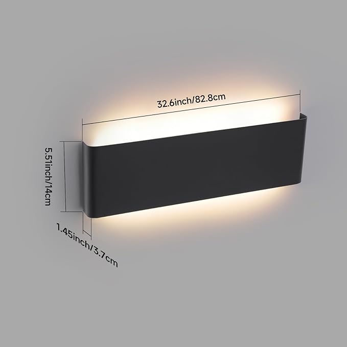 5 CCT (3000K-6500K) Adjustable Dimmable Wall Lamp 32W Modern Black LED vanity light Up and Down Wall Lighting 32.6 Inch Indoor Wall Sconce for Bedroom Staircase Hallway Dressing Table 1 Pack
